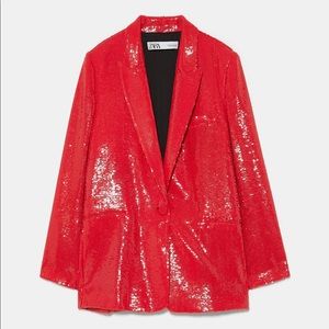 Zara Red Sequin Blazer (NEW WITH TAGS)